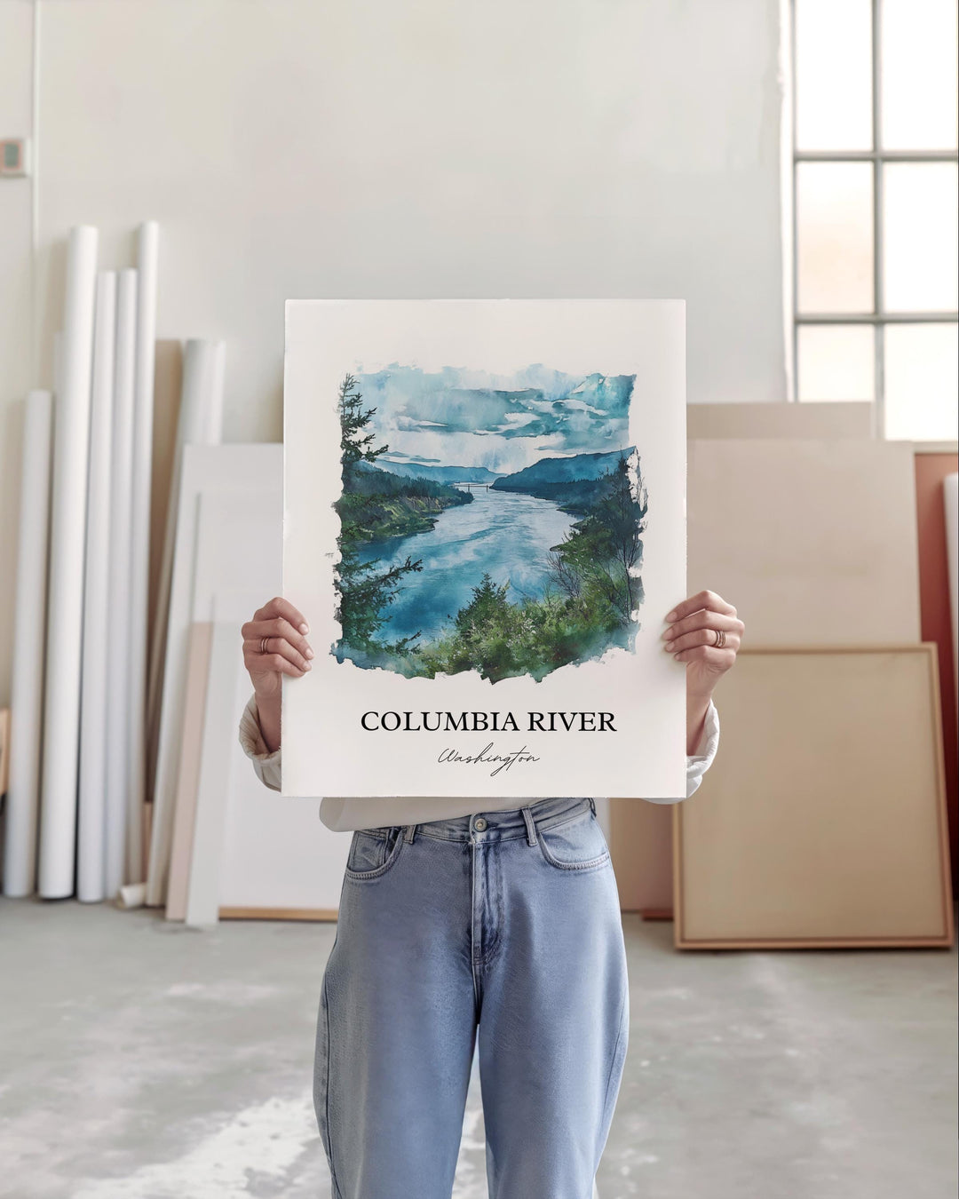 Columbia River Wall Art, Columbia River Print, Washington St Artwork, Columbia River WA Gift, Travel Print, Travel Poster, Housewarming Gift