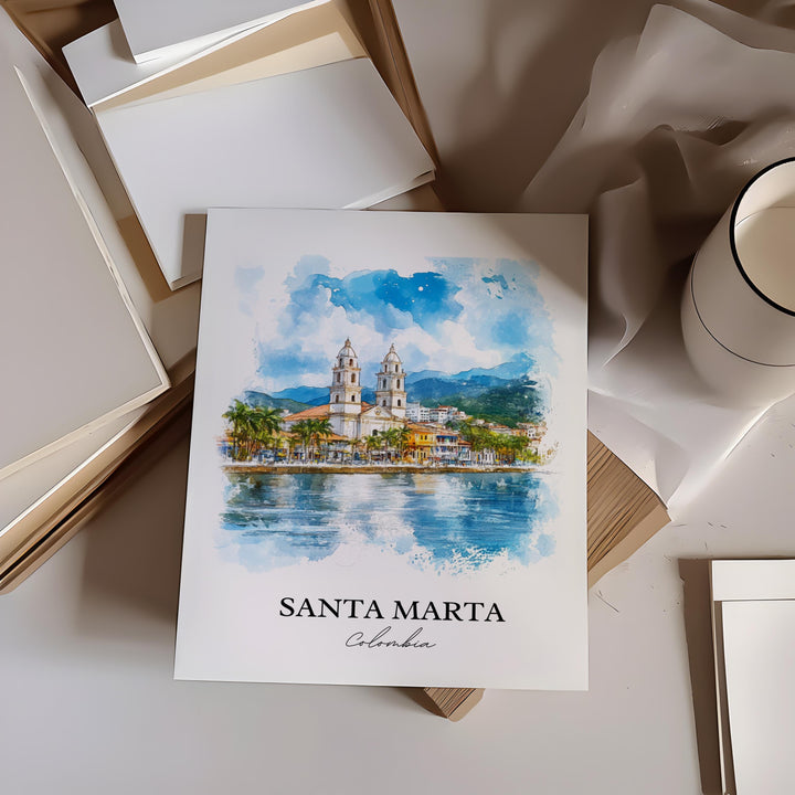 Santa Marta Wall Art, Magdalena Print, Colombia Watercolor Art, Santa Marta Gift, Travel Print, Travel Poster, Housewarming Gift