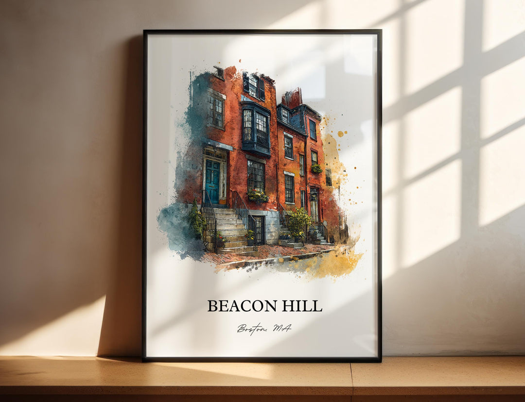 Beacon Hill, Massachusetts – Watercolor Art Print