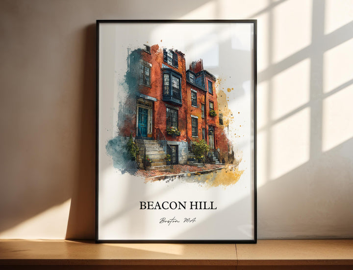 Beacon Hill, Massachusetts – Watercolor Art Print