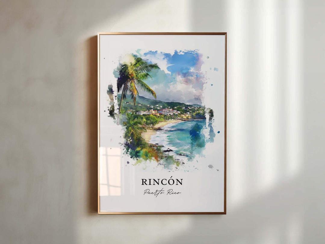 Rincón Wall Art, Rincón PR Print, Puerto Rico Watercolor Art, Rincon Puerto Rico Gift,