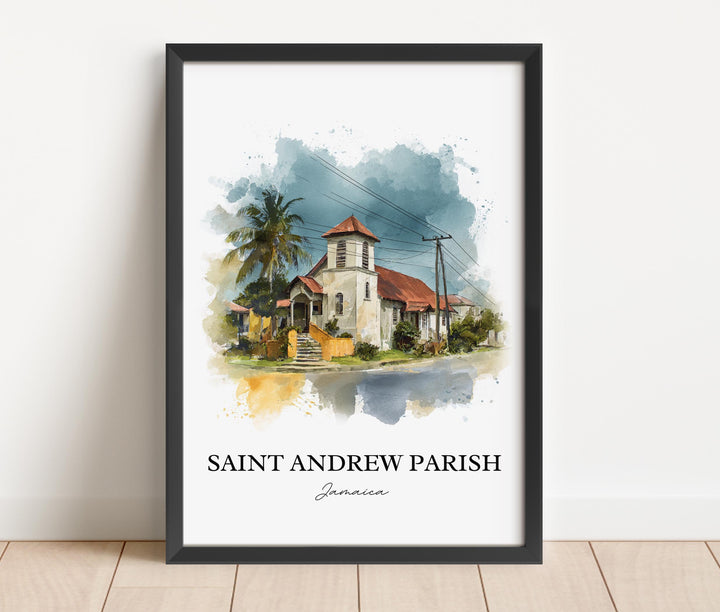 Saint Andrew Parish Wall Art, Jamaica Print, Jamaica Watercolor Art, Jamaica Gift, Jamaica Travel Print, Travel Poster, Housewarming Gift