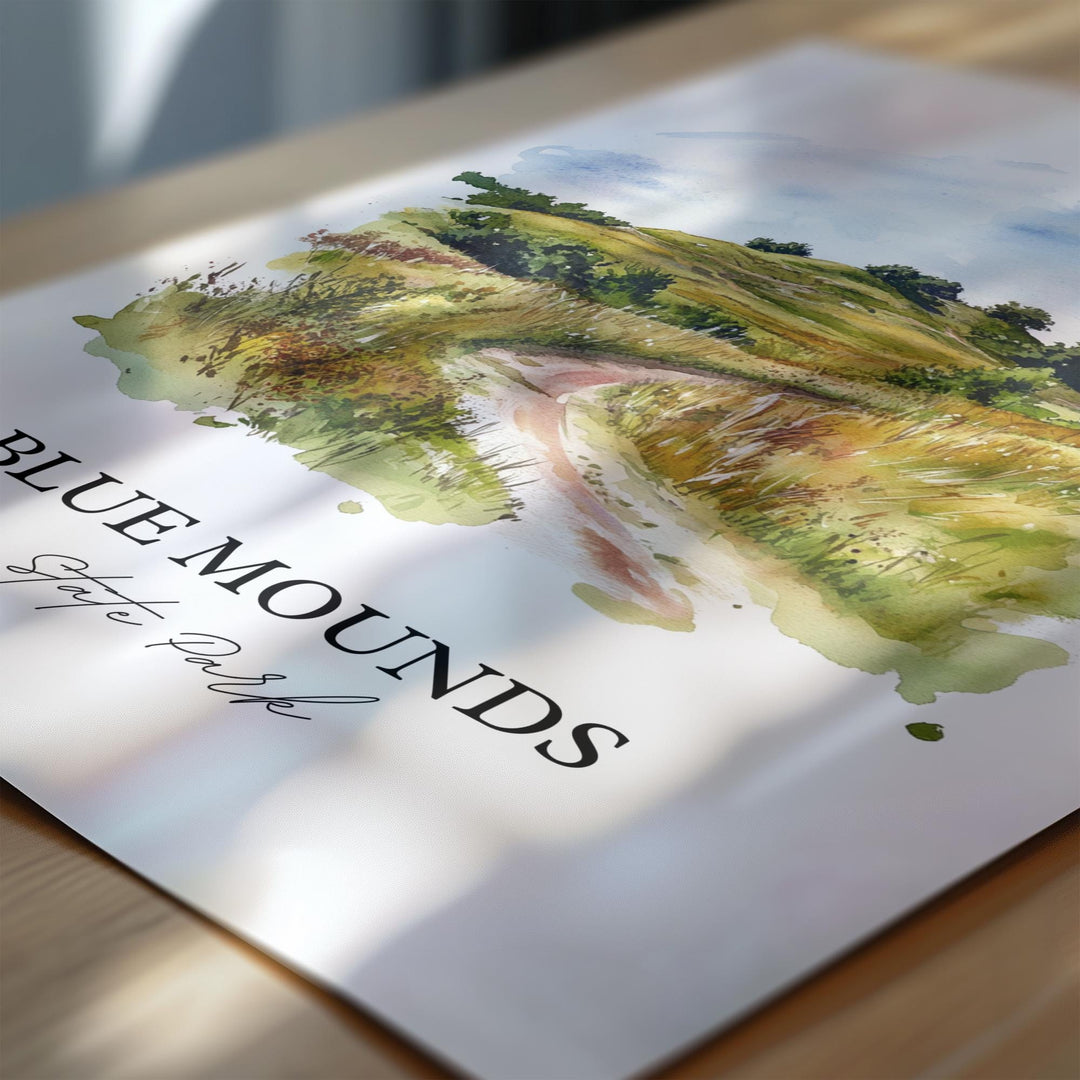 Blue Mounds State Park Wall Art, Luverne MN Print, Minnesota Watercolor Art, Luverne MN Gift, Travel Print, Travel Poster, Housewarming Gift