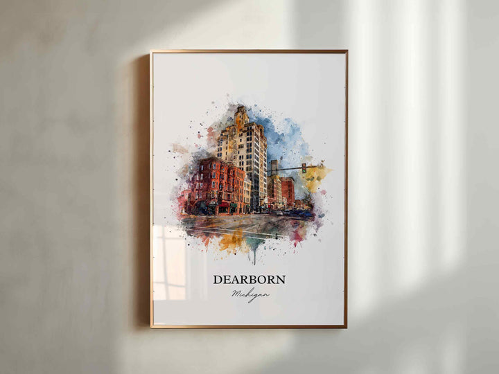 Dearborn, Michigan – Watercolor Art Print