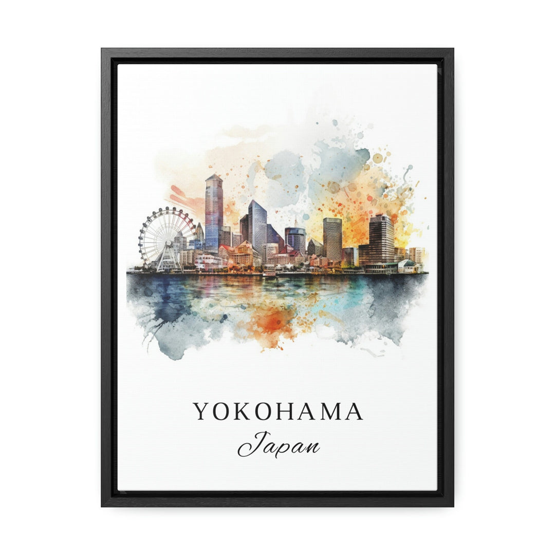 Yokohama traditional travel art - Japan, Yokohama poster, Wedding gift, Birthday present, Custom Text, Personalised Gift