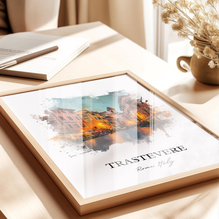 Trastevere, Italy – Watercolor Art Print