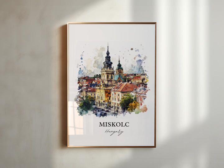 Miskolc Wall Art, Northern Hungary Print, Hungary Watercolor Art, Miskolc Hungary Gift, Travel Print, Travel Poster, Housewarming Gift
