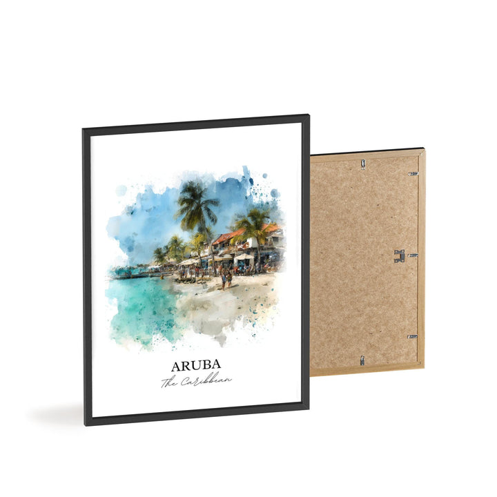 Aruba Wall Art, Aruba Print, Aruba Watercolor Art, Aruba Caribbean Gift, Travel Print, Travel Poster, Housewarming Gift