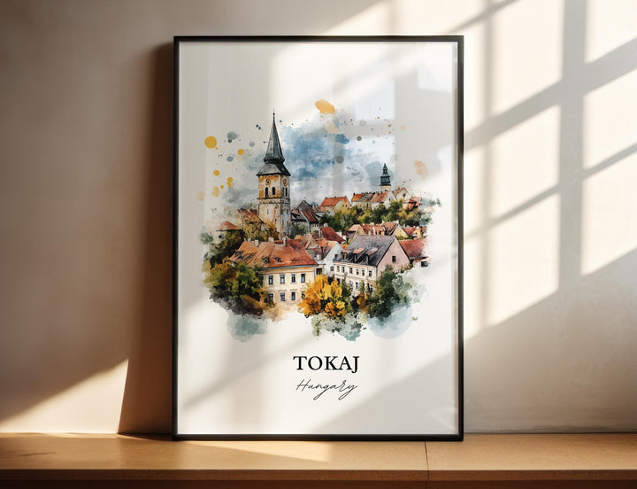 Tokaj Hungary Wall Art, Borsod-Abaúj-Zemplén Print, Hungary Watercolor Art, Tokaj Gift, Travel Print, Travel Poster, Housewarming Gift