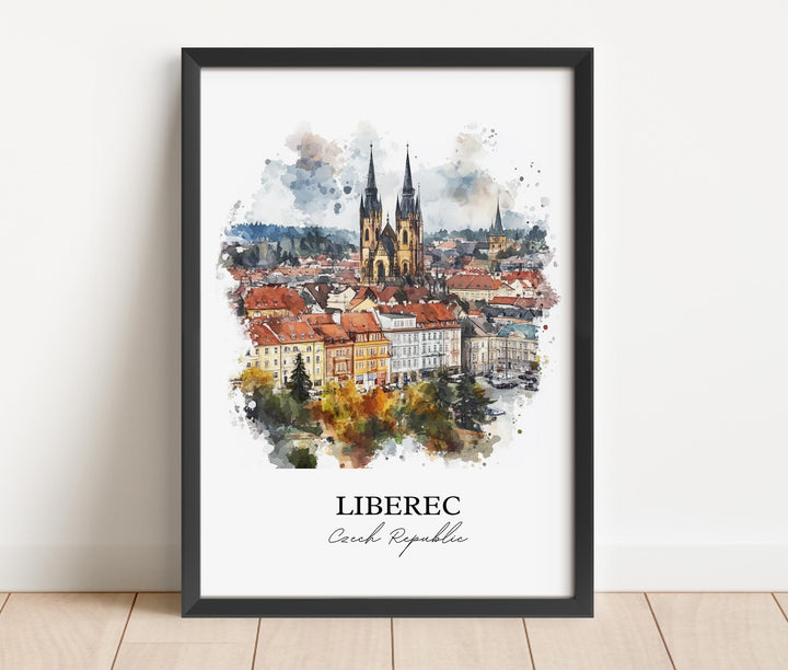Liberec Wall Art, Liberec Czechia Print, Czech Republic Watercolor Art, Liberec Gift, Travel Print, Travel Poster, Housewarming Gift