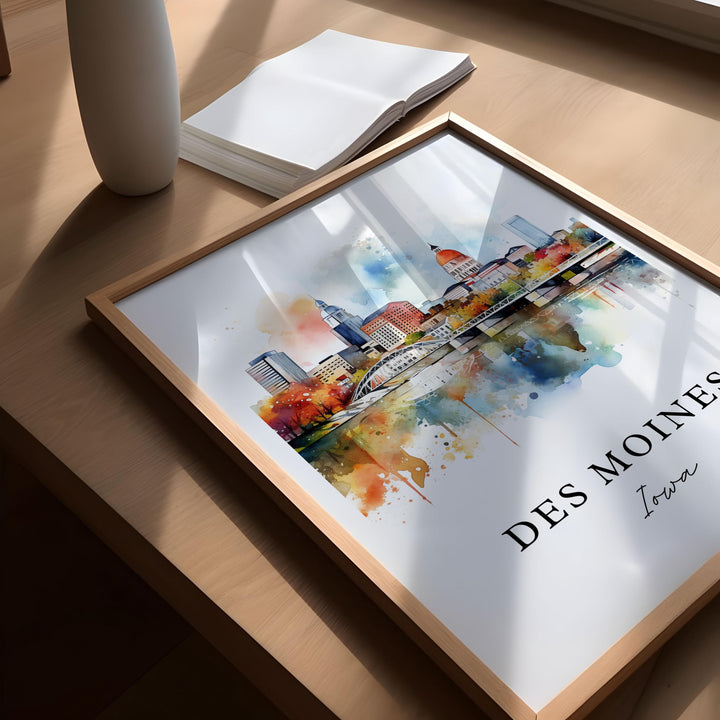 Des Moines Iowa wall art - Iowa, Des Moines poster, Des Moines Wedding gift, Birthday present, Custom Text, Personalized Gift