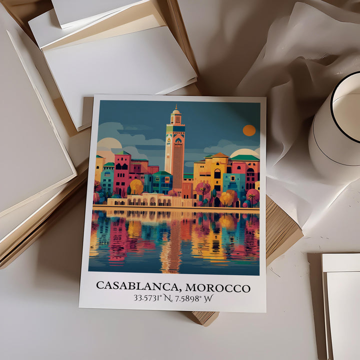 Casablanca Art, Casablanca Retro Travel Art, Morocco Home Decor, Morocco Gift, Morocco Travel Art, Travel Prints, Housewarming Gift