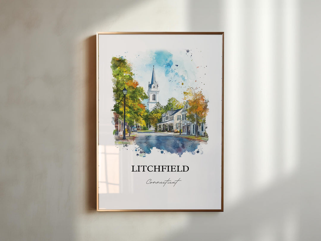 Litchfield CT Wall Art, Bantam CT Print, Connecticut Watercolor Art, Litchfield Gift, Travel Print, Travel Poster, Housewarming Gift