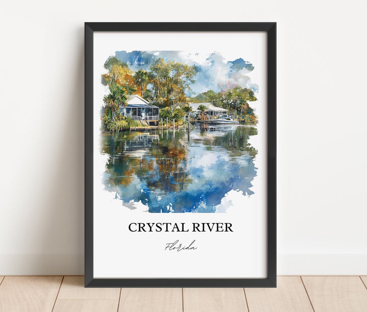 Crystal River, FL, USA – Watercolor Art Print