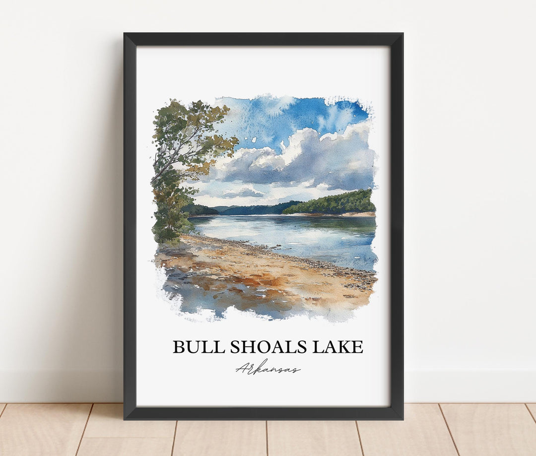 Bull Shoals Lake Wall Art, Ozarks Print, Arkansas Watercolor Art, Bull Shoals Lake Gift, Travel Print, Travel Poster, Housewarming Gift