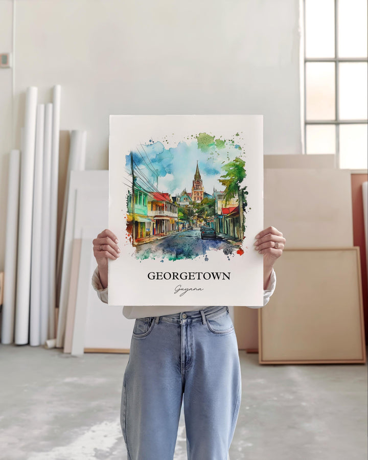 Georgetown, Guyana – Watercolor Art Print