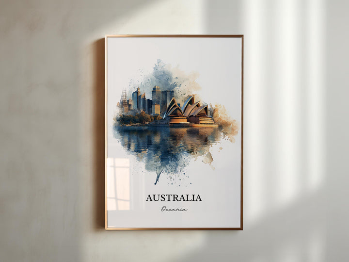 Australia Wall Art, Sydney Print, Australia Watercolor Art, Australia Gift, Travel Print, Travel Poster, Housewarming Gift