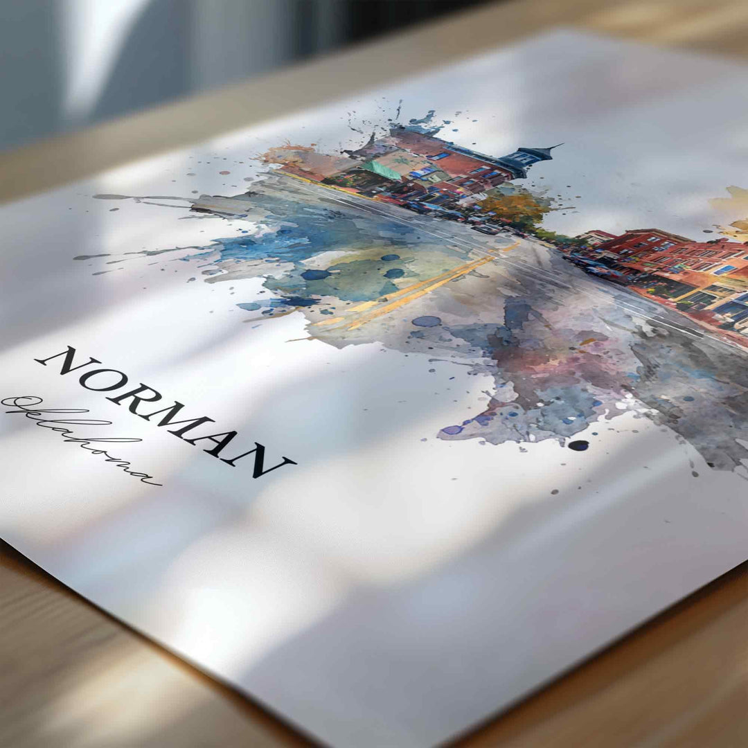 Norman, Oklahoma – Watercolor Art Print
