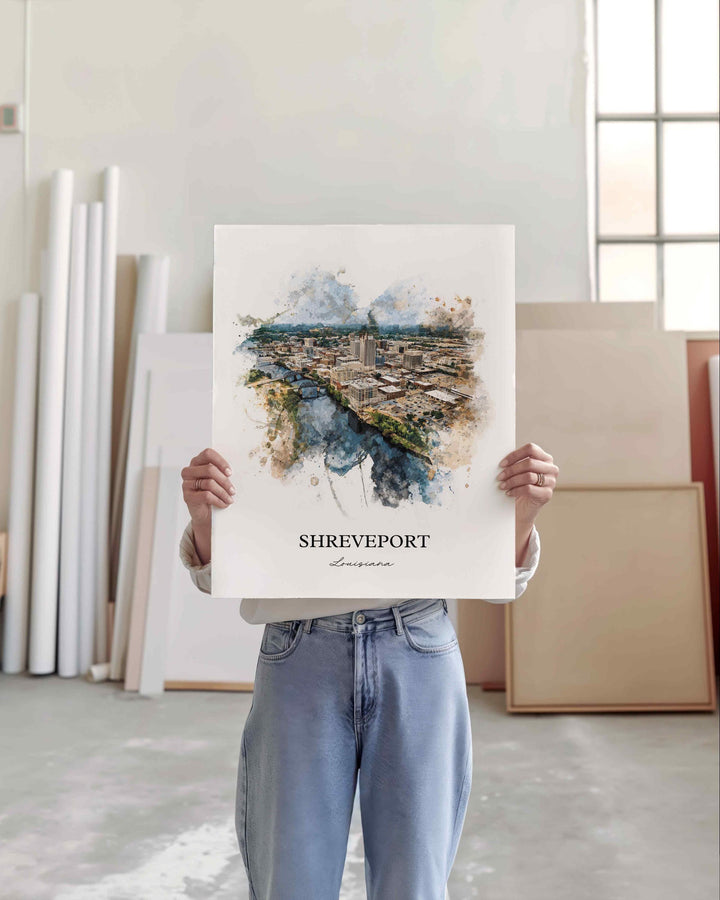 Shreveport, Louisiana – Watercolor Art Print
