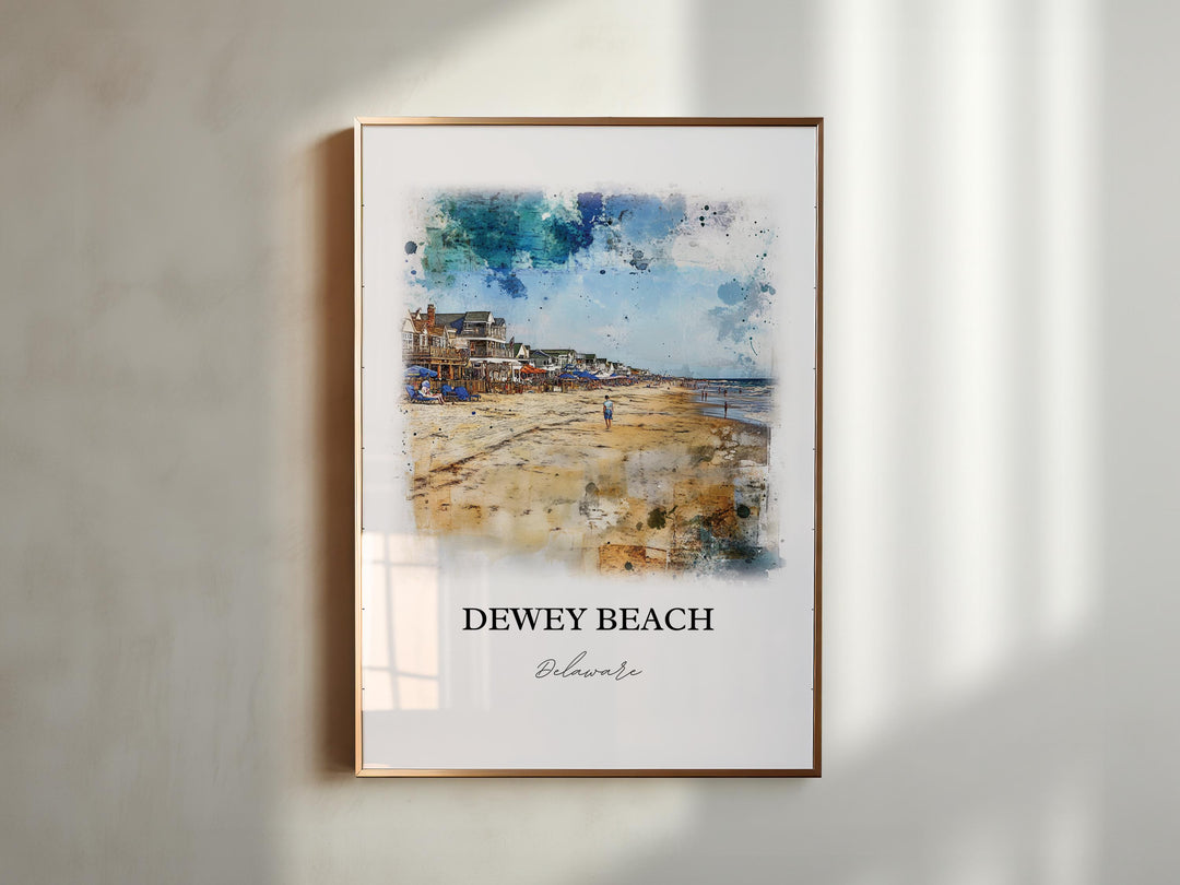 Dewey Beach Art, Sussex County County Print, Delaware Watercolor Art, Dewey Beach DE Gift, Travel Print, Travel Poster, Housewarming Gift