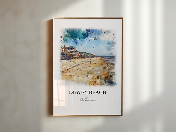 Dewey Beach Art, Sussex County County Print, Delaware Watercolor Art, Dewey Beach DE Gift, Travel Print, Travel Poster, Housewarming Gift