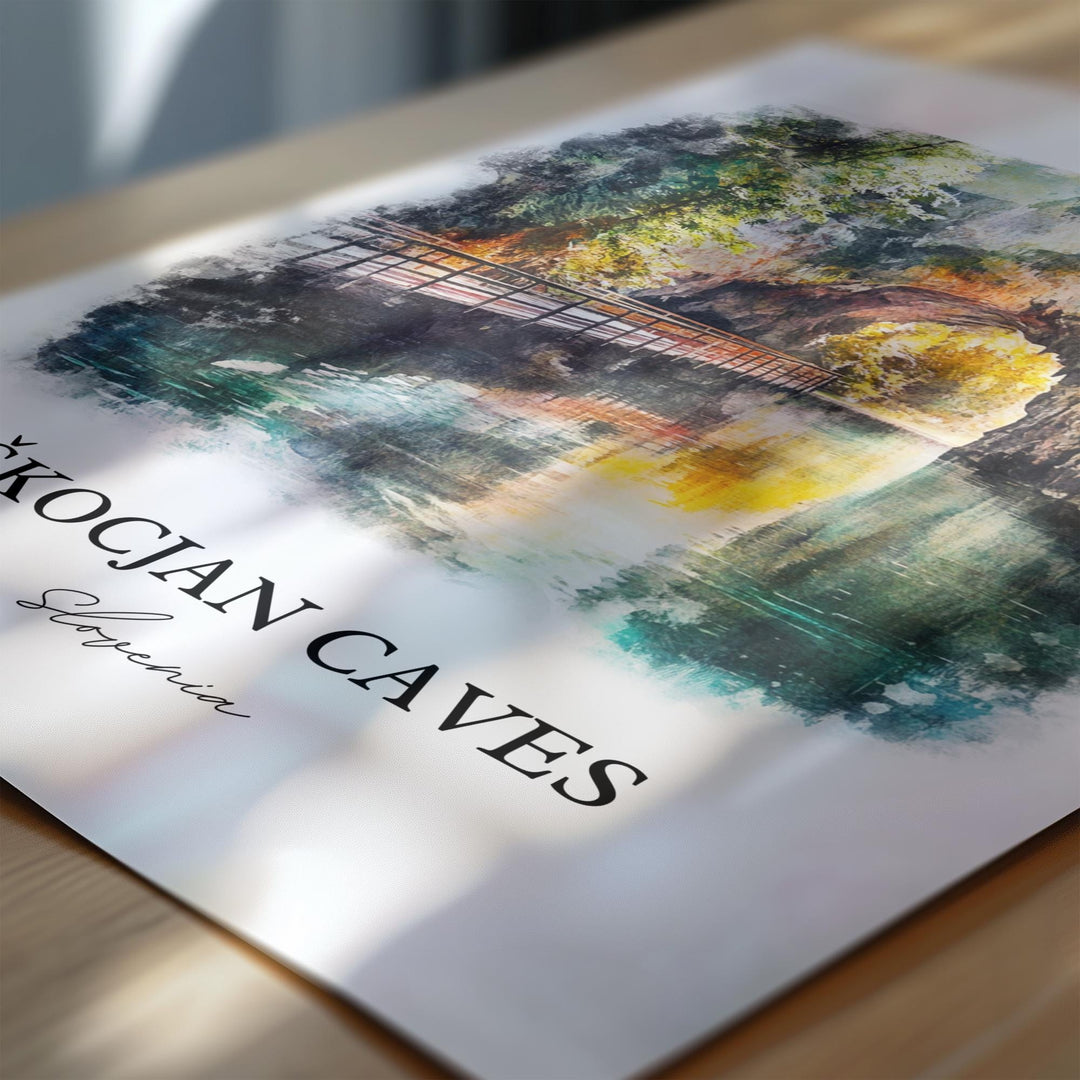 Skocjan Caves Wall Art, Divaca Print, Slovenia Watercolor Art, Skocjan Caves Gift, Travel Print, Travel Poster, Housewarming Gift