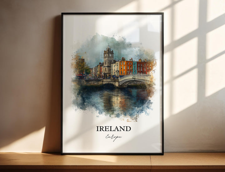 Ireland Wall Art, Ireland Print, Ireland Watercolor Art, Ireland Country Gift, Travel Print, Travel Poster, Housewarming Gift