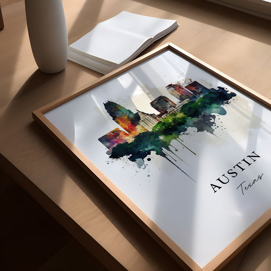 Austin TX wall art - Texas, Austin poster, Wedding gift, Birthday present, Custom Text, Personalized Gift
