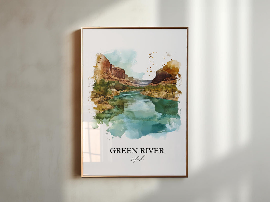Green River Wall Art, Emery County Print, Utah Watercolor Art, Green River UT Gift, Travel Print, Travel Poster, Housewarming Gift