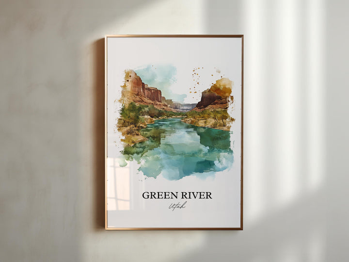 Green River Wall Art, Emery County Print, Utah Watercolor Art, Green River UT Gift, Travel Print, Travel Poster, Housewarming Gift