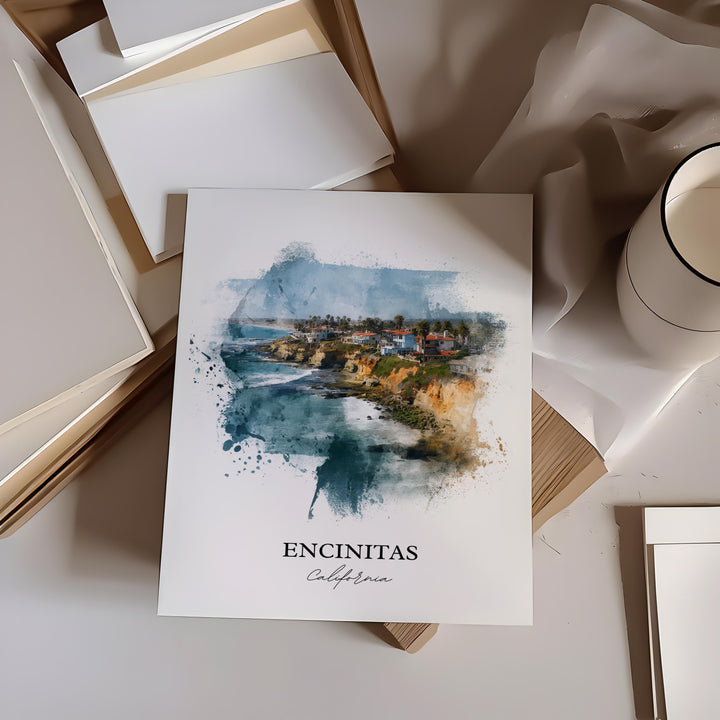 Encinitas, CA – Watercolor Art Print
