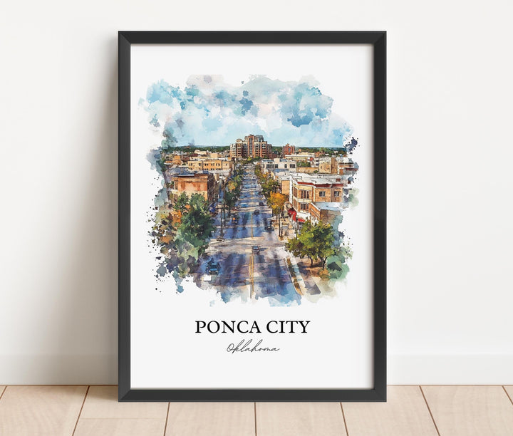Ponca City OK Wall Art, Kay County Print, Oklahoma Watercolor Art, Ponca City OK Gift, Travel Print, Travel Poster, Housewarming Gift