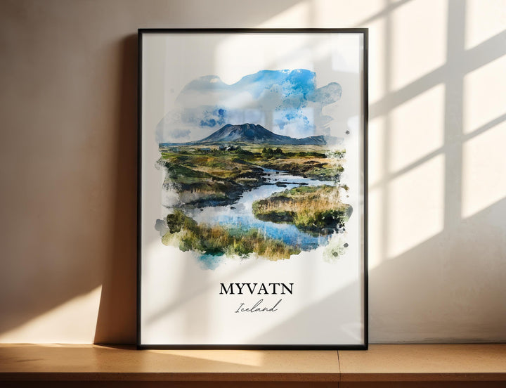 Myvatn Wall Art, Mývatn Baths Print, Iceland Watercolor Art, Myvatn Gift, Travel Print, Travel Poster, Housewarming Gift