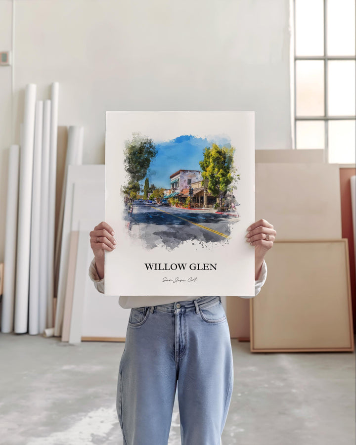 Willow Glen, California – Watercolor Art Print