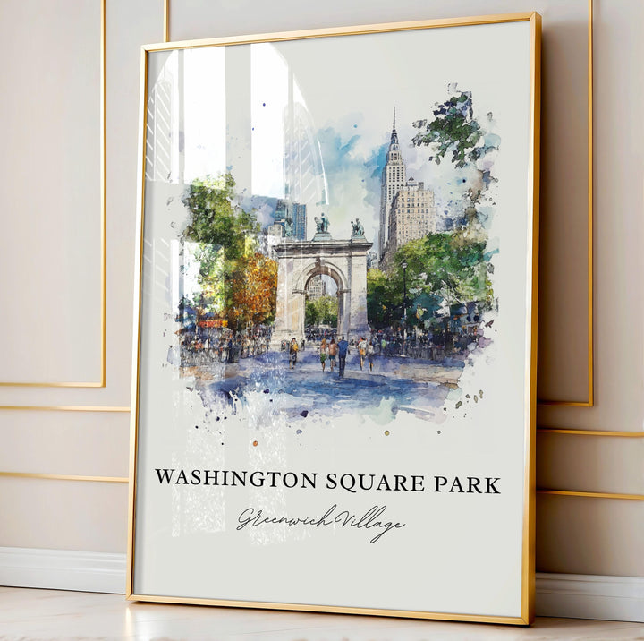 Washington Square Park NYC Art, Washington Square Print, Greenwich Village Watercolor Art,