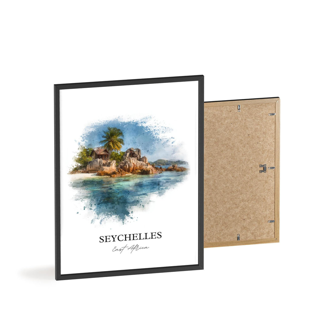 Seychelles Wall Art, Seychelles Print, Seychelles Watercolor Art, East Africa Gift, Travel Print, Travel Poster, Housewarming Gift