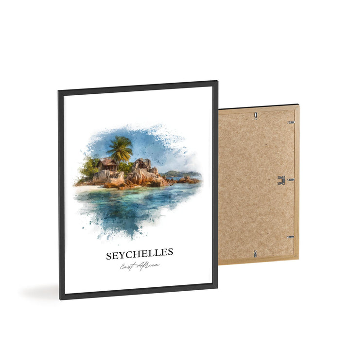 Seychelles Wall Art, Seychelles Print, Seychelles Watercolor Art, East Africa Gift, Travel Print, Travel Poster, Housewarming Gift