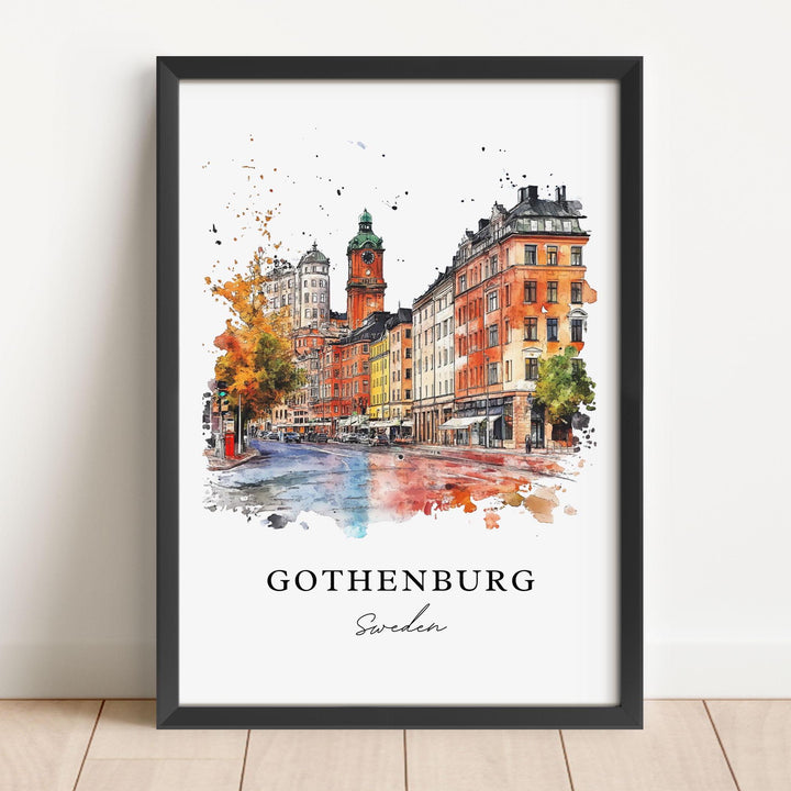 Gothenburg Wall Art, Gothenburg Print, Gothenburg Watercolor Art, Gothenburg Sweden Gift,