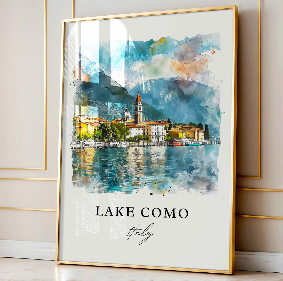 Lake Como Italy Wall Art, Italy Print, Lombardy Italy Watercolor, Lake Como Gift,