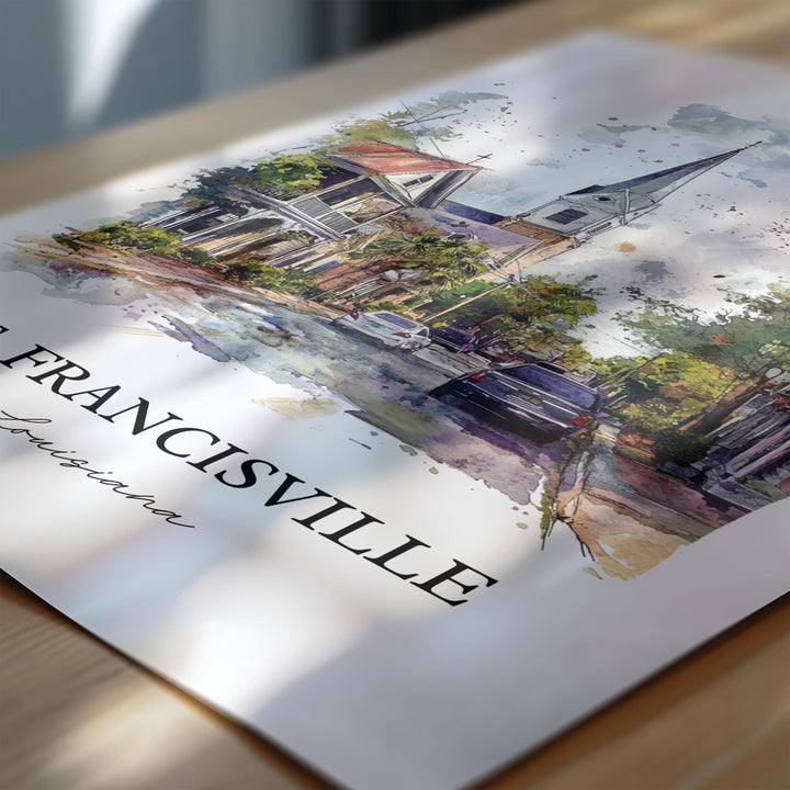 St. Francisville Wall Art, Baton Rouge Print, Louisiana Watercolor, St. Francisville LA Gift, Travel Print, Travel Poster, Housewarming Gift