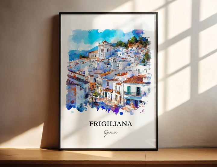 Frigiliana Wall Art, Southern Spain Print, Spain Watercolor Art, Frigiliana Gift, Travel Print, Travel Poster, Housewarming Gift