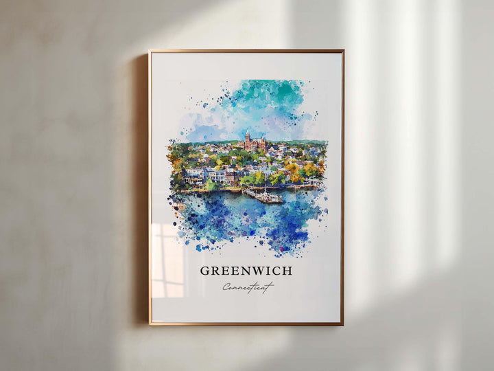 Greenwich CT Wall Art, Greenwich Print, Greenwich Watercolor Art, Greenwich Connecticut Gift,