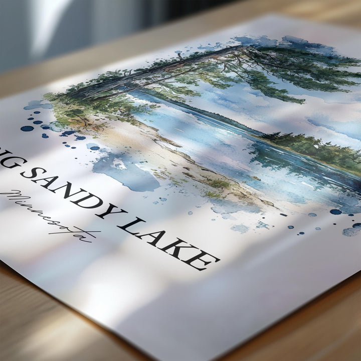 Big Sandy Lake Wall Art, Aitkin County Print, Montana Watercolor Art, Big Sandy Lake Gift, Travel Print, Travel Poster, Housewarming Gift