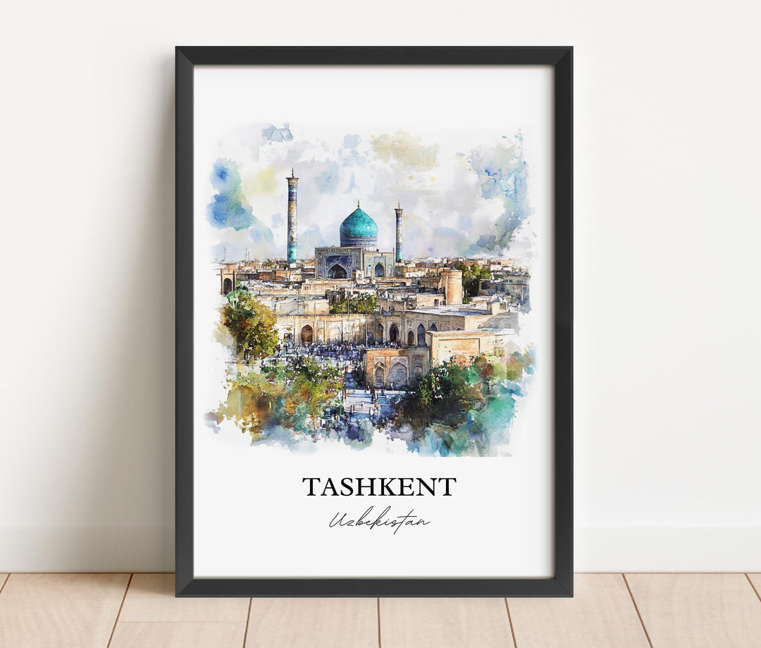 Tashkent Wall Art, Tashkent Skyline Print, Uzbekistan Watercolor Art, Tashkent Gift, Travel Print, Travel Poster, Housewarming Gift