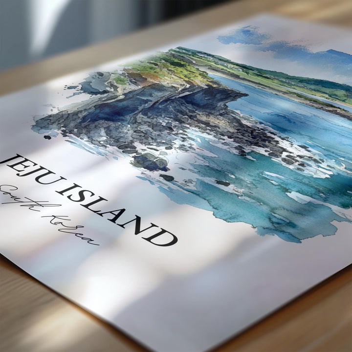 Jeju Island Wall Art, Jeju Island Print, South Korea Watercolor Art, Jeju Island Gift, Jeju Island Print, Travel Poster, Housewarming Gift