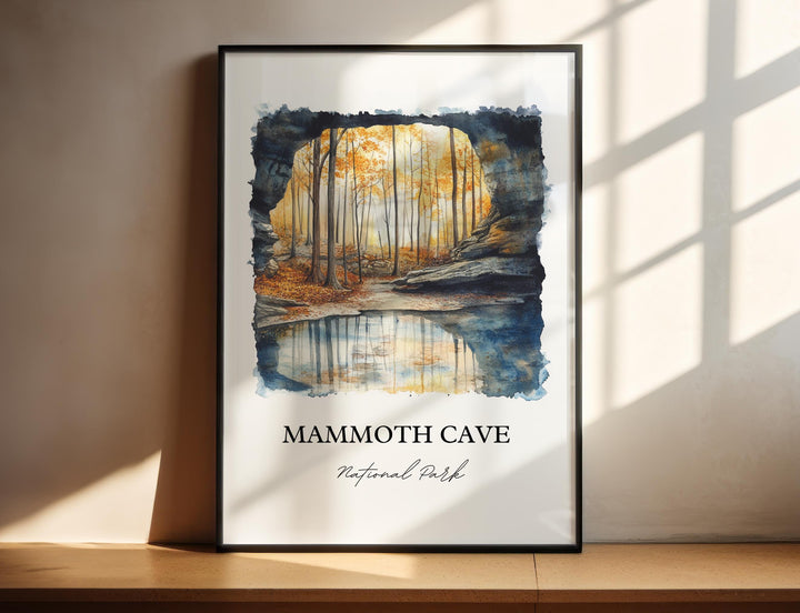 Mammouth Cave Wall Art, Cave City Print, Kentucky Watercolor Art, Mammouth Cave KY Gift, Travel Print, Travel Poster, Housewarming Gift