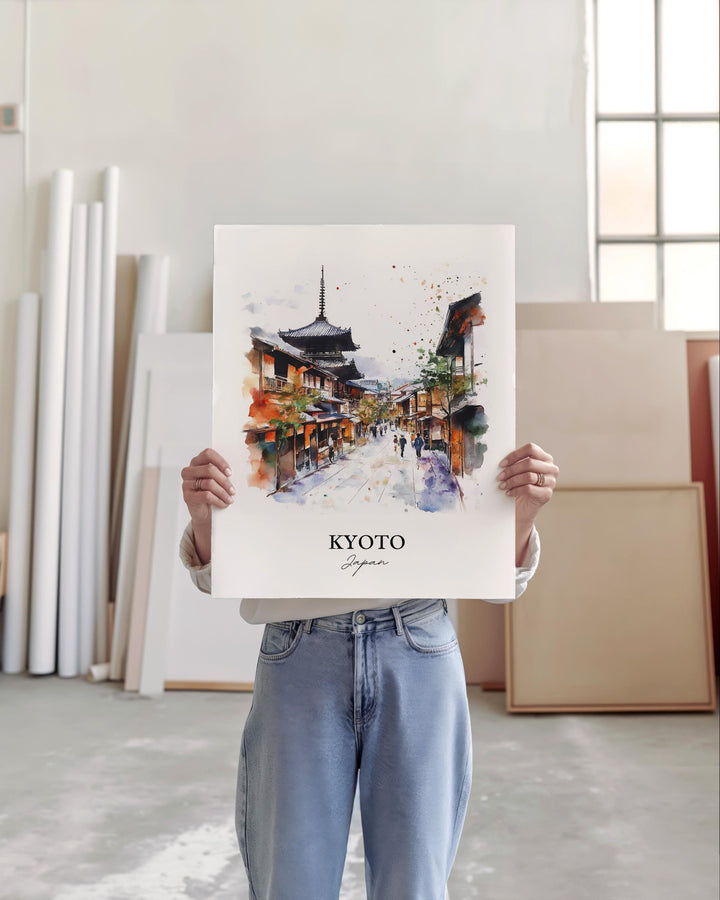 Kyoto Wall Art, Kyoto Print, Japan Watercolor Art, Kyoto Japan Gift, Travel Print, Travel Poster, Housewarming Gift