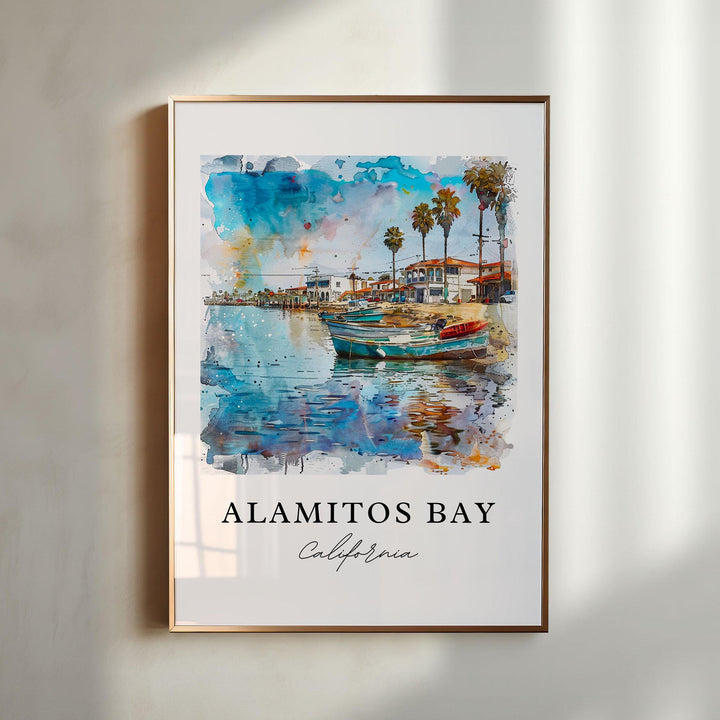 Alamitos Bay Art, Alamitos Bay CA Print, Long Beach Cali Watercolor Art, Alamitos Bay Gift, Travel Poster, Housewarming Gift