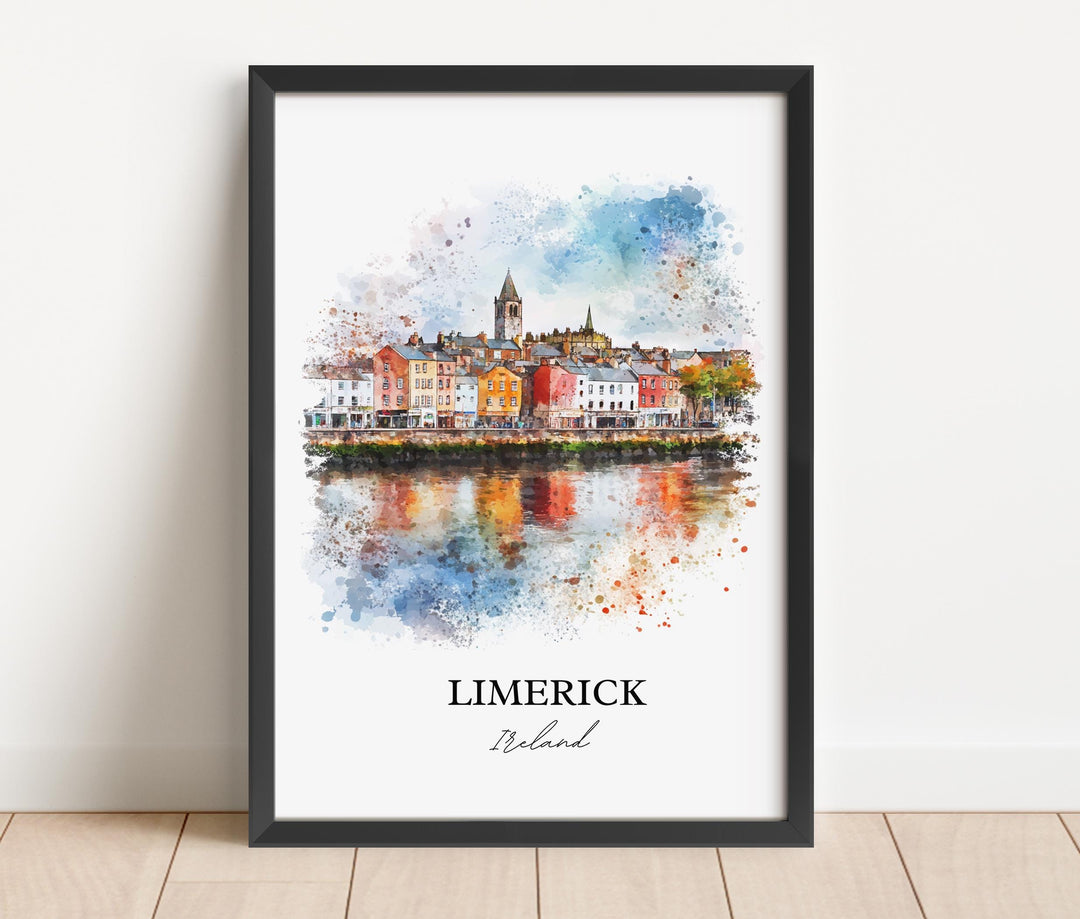Limerick Wall Art, Munster Province Print, Ireland Watercolor Art, Limerick Ireland Gift, Travel Print, Travel Poster, Housewarming Gift