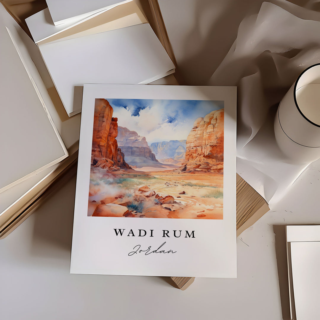 Wadi Rum wall art - Saudi Arabia, Wadi Rum poster print, Wadi Rum Wedding gift, Birthday present, Custom Text, Perfect Gift